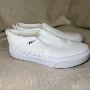 Vans Classic White Canvas Slip-Ons